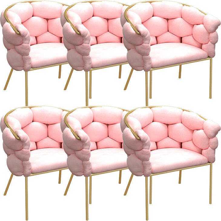 Glam Style Upholstered Gold Base Dining Arm Chair for Dining Room Pink 6 Piece Set Clearhalo 'Dining Chairs' 'Dining Tables & Seating' 'dining_chair' 'furn' 'furn_dining_chair' 'Furniture' 'Kitchen & Dining Furniture' 7717851