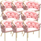 Glam Style Upholstered Gold Base Dining Arm Chair for Dining Room Pink 8 Piece Set Clearhalo 'Dining Chairs' 'Dining Tables & Seating' 'dining_chair' 'furn' 'furn_dining_chair' 'Furniture' 'Kitchen & Dining Furniture' 7717852