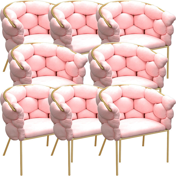 Glam Style Upholstered Gold Base Dining Arm Chair for Dining Room Pink 8 Piece Set Clearhalo 'Dining Chairs' 'Dining Tables & Seating' 'dining_chair' 'furn' 'furn_dining_chair' 'Furniture' 'Kitchen & Dining Furniture' 7717852