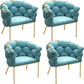 Glam Style Upholstered Gold Base Dining Arm Chair for Dining Room Blue 4 Piece Set Clearhalo 'Dining Chairs' 'Dining Tables & Seating' 'dining_chair' 'furn' 'furn_dining_chair' 'Furniture' 'Kitchen & Dining Furniture' 7717855
