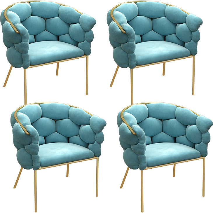 Glam Style Upholstered Gold Base Dining Arm Chair for Dining Room Blue 4 Piece Set Clearhalo 'Dining Chairs' 'Dining Tables & Seating' 'dining_chair' 'furn' 'furn_dining_chair' 'Furniture' 'Kitchen & Dining Furniture' 7717855