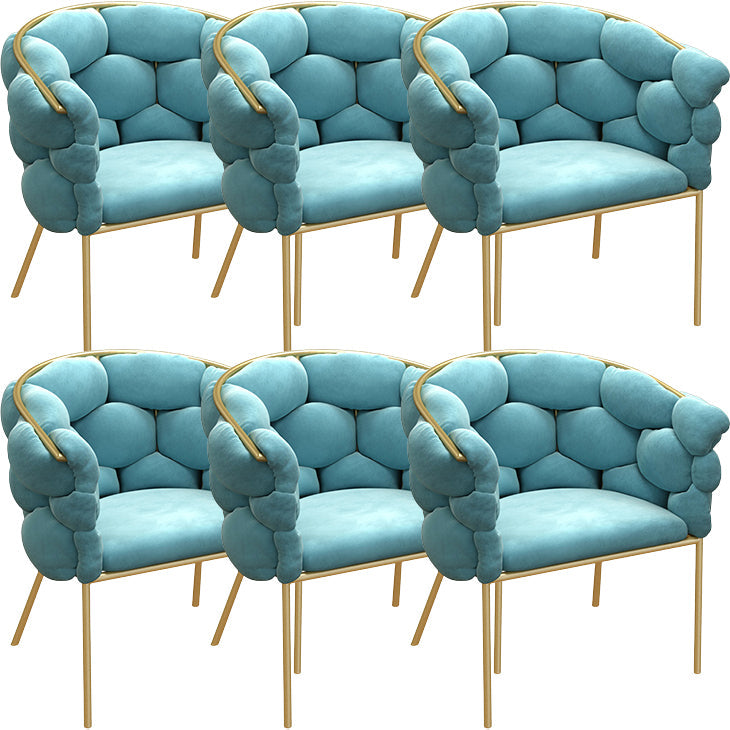 Glam Style Upholstered Gold Base Dining Arm Chair for Dining Room Blue 6 Piece Set Clearhalo 'Dining Chairs' 'Dining Tables & Seating' 'dining_chair' 'furn' 'furn_dining_chair' 'Furniture' 'Kitchen & Dining Furniture' 7717856