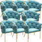 Glam Style Upholstered Gold Base Dining Arm Chair for Dining Room Blue 8 Piece Set Clearhalo 'Dining Chairs' 'Dining Tables & Seating' 'dining_chair' 'furn' 'furn_dining_chair' 'Furniture' 'Kitchen & Dining Furniture' 7717857