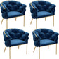 Glam Style Upholstered Gold Base Dining Arm Chair for Dining Room Sky Blue 4 Piece Set Clearhalo 'Dining Chairs' 'Dining Tables & Seating' 'dining_chair' 'furn' 'furn_dining_chair' 'Furniture' 'Kitchen & Dining Furniture' 7717860