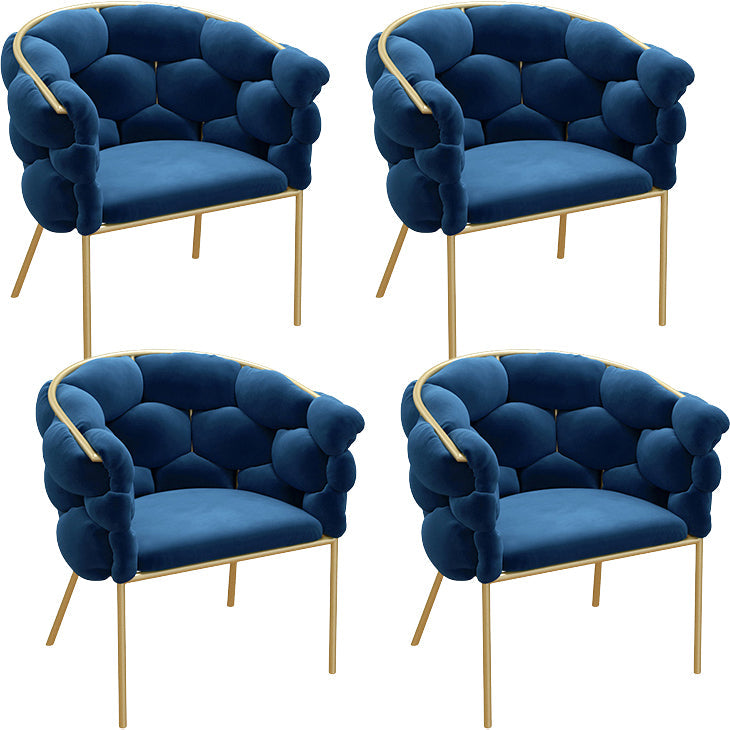 Glam Style Upholstered Gold Base Dining Arm Chair for Dining Room Sky Blue 4 Piece Set Clearhalo 'Dining Chairs' 'Dining Tables & Seating' 'dining_chair' 'furn' 'furn_dining_chair' 'Furniture' 'Kitchen & Dining Furniture' 7717860