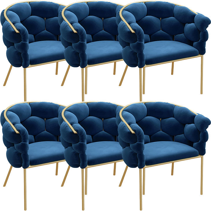 Glam Style Upholstered Gold Base Dining Arm Chair for Dining Room Sky Blue 6 Piece Set Clearhalo 'Dining Chairs' 'Dining Tables & Seating' 'dining_chair' 'furn' 'furn_dining_chair' 'Furniture' 'Kitchen & Dining Furniture' 7717861