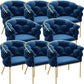 Glam Style Upholstered Gold Base Dining Arm Chair for Dining Room Sky Blue 8 Piece Set Clearhalo 'Dining Chairs' 'Dining Tables & Seating' 'dining_chair' 'furn' 'furn_dining_chair' 'Furniture' 'Kitchen & Dining Furniture' 7717862
