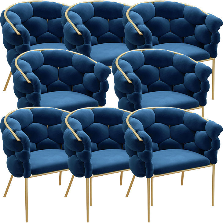 Glam Style Upholstered Gold Base Dining Arm Chair for Dining Room Sky Blue 8 Piece Set Clearhalo 'Dining Chairs' 'Dining Tables & Seating' 'dining_chair' 'furn' 'furn_dining_chair' 'Furniture' 'Kitchen & Dining Furniture' 7717862