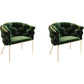 Glam Style Upholstered Gold Base Dining Arm Chair for Dining Room Green 2 Piece Set Clearhalo 'Dining Chairs' 'Dining Tables & Seating' 'dining_chair' 'furn' 'furn_dining_chair' 'Furniture' 'Kitchen & Dining Furniture' 7717864