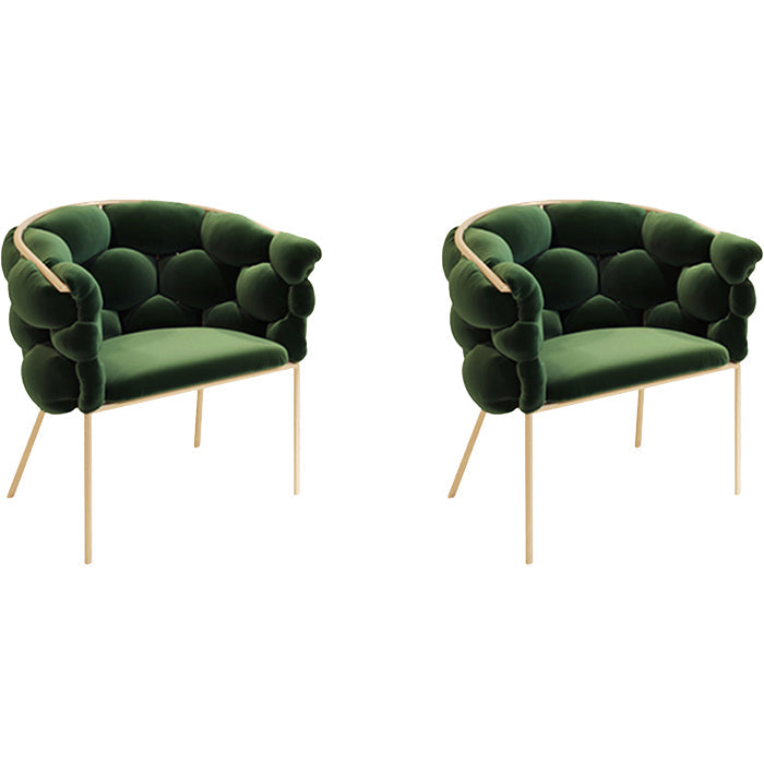 Glam Style Upholstered Gold Base Dining Arm Chair for Dining Room Green 2 Piece Set Clearhalo 'Dining Chairs' 'Dining Tables & Seating' 'dining_chair' 'furn' 'furn_dining_chair' 'Furniture' 'Kitchen & Dining Furniture' 7717864