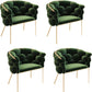 Glam Style Upholstered Gold Base Dining Arm Chair for Dining Room Green 4 Piece Set Clearhalo 'Dining Chairs' 'Dining Tables & Seating' 'dining_chair' 'furn' 'furn_dining_chair' 'Furniture' 'Kitchen & Dining Furniture' 7717865