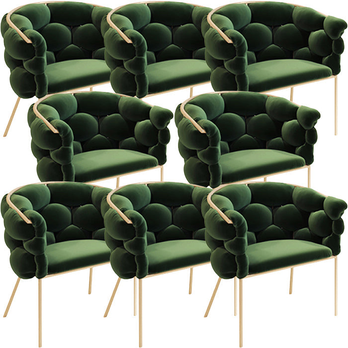Glam Style Upholstered Gold Base Dining Arm Chair for Dining Room Green 8 Piece Set Clearhalo 'Dining Chairs' 'Dining Tables & Seating' 'dining_chair' 'furn' 'furn_dining_chair' 'Furniture' 'Kitchen & Dining Furniture' 7717867