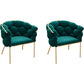 Glam Style Upholstered Gold Base Dining Arm Chair for Dining Room Lake Green 2 Piece Set Clearhalo 'Dining Chairs' 'Dining Tables & Seating' 'dining_chair' 'furn' 'furn_dining_chair' 'Furniture' 'Kitchen & Dining Furniture' 7717869