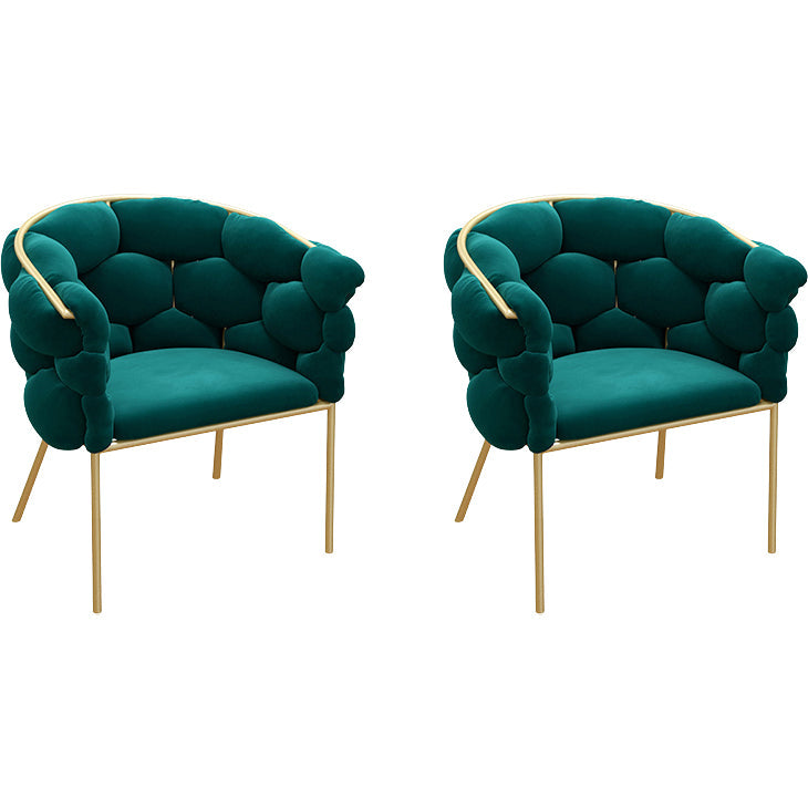 Glam Style Upholstered Gold Base Dining Arm Chair for Dining Room Lake Green 2 Piece Set Clearhalo 'Dining Chairs' 'Dining Tables & Seating' 'dining_chair' 'furn' 'furn_dining_chair' 'Furniture' 'Kitchen & Dining Furniture' 7717869