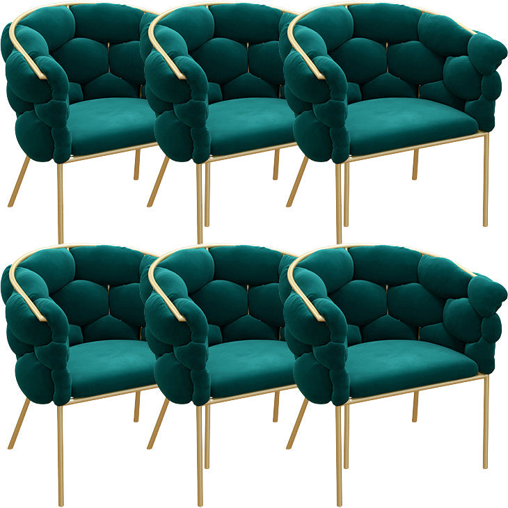Glam Style Upholstered Gold Base Dining Arm Chair for Dining Room Lake Green 6 Piece Set Clearhalo 'Dining Chairs' 'Dining Tables & Seating' 'dining_chair' 'furn' 'furn_dining_chair' 'Furniture' 'Kitchen & Dining Furniture' 7717871