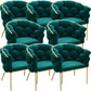 Glam Style Upholstered Gold Base Dining Arm Chair for Dining Room Lake Green 8 Piece Set Clearhalo 'Dining Chairs' 'Dining Tables & Seating' 'dining_chair' 'furn' 'furn_dining_chair' 'Furniture' 'Kitchen & Dining Furniture' 7717872