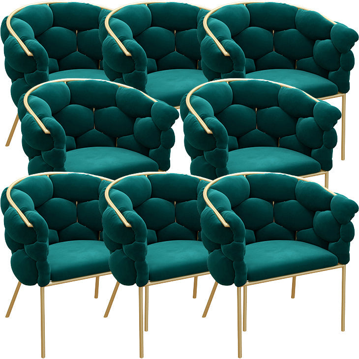Glam Style Upholstered Gold Base Dining Arm Chair for Dining Room Lake Green 8 Piece Set Clearhalo 'Dining Chairs' 'Dining Tables & Seating' 'dining_chair' 'furn' 'furn_dining_chair' 'Furniture' 'Kitchen & Dining Furniture' 7717872