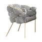 Glam Style Upholstered Gold Base Dining Arm Chair for Dining Room Houndstooth pattern 1 Piece Clearhalo 'Dining Chairs' 'Dining Tables & Seating' 'dining_chair' 'furn' 'furn_dining_chair' 'Furniture' 'Kitchen & Dining Furniture' 7717873