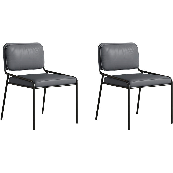 Modern Style Leather Open Back Upholstered Home Dining Side Chair Grey 2 Piece Set Clearhalo 'Dining Chairs' 'Dining Tables & Seating' 'dining_chair' 'furn' 'furn_dining_chair' 'Furniture' 'Kitchen & Dining Furniture' 7717987