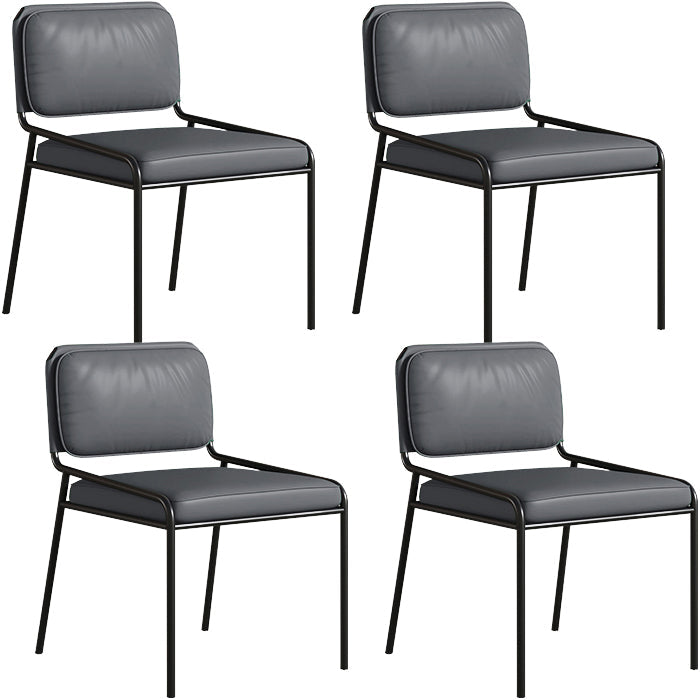 Modern Style Leather Open Back Upholstered Home Dining Side Chair Grey 4 Piece Set Clearhalo 'Dining Chairs' 'Dining Tables & Seating' 'dining_chair' 'furn' 'furn_dining_chair' 'Furniture' 'Kitchen & Dining Furniture' 7717988