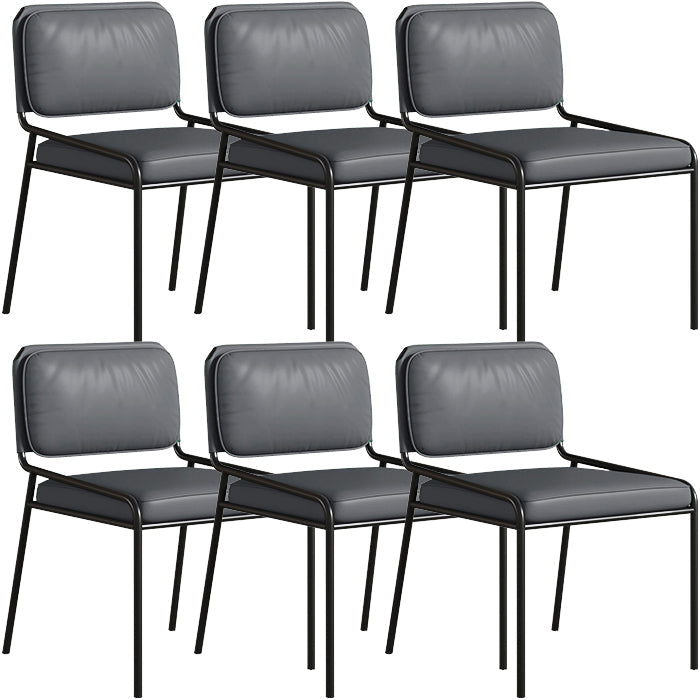 Modern Style Leather Open Back Upholstered Home Dining Side Chair Grey 6 Piece Set Clearhalo 'Dining Chairs' 'Dining Tables & Seating' 'dining_chair' 'furn' 'furn_dining_chair' 'Furniture' 'Kitchen & Dining Furniture' 7717990