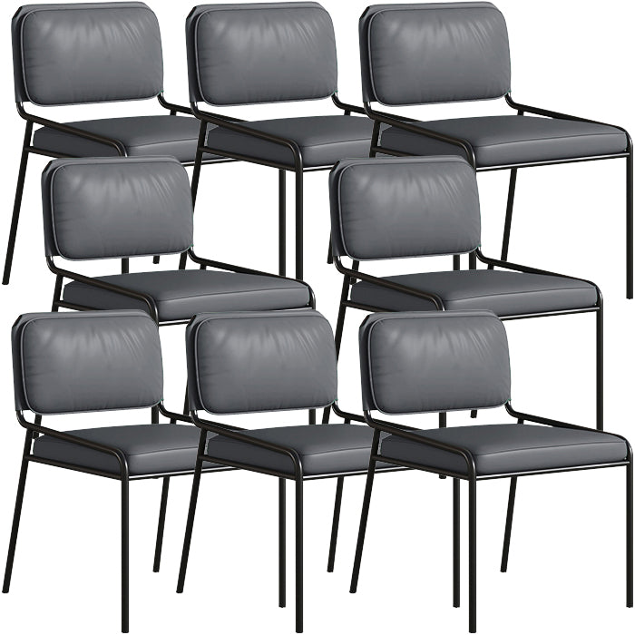 Modern Style Leather Open Back Upholstered Home Dining Side Chair Grey 8 Piece Set Clearhalo 'Dining Chairs' 'Dining Tables & Seating' 'dining_chair' 'furn' 'furn_dining_chair' 'Furniture' 'Kitchen & Dining Furniture' 7717993