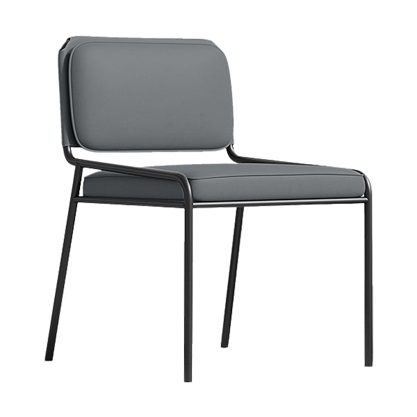 Modern Style Leather Open Back Upholstered Home Dining Side Chair Dark Gray 1 Piece Clearhalo 'Dining Chairs' 'Dining Tables & Seating' 'dining_chair' 'furn' 'furn_dining_chair' 'Furniture' 'Kitchen & Dining Furniture' 7717995