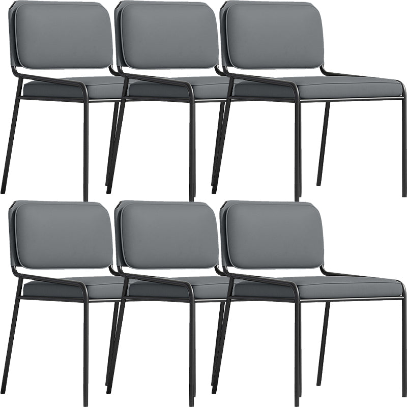 Modern Style Leather Open Back Upholstered Home Dining Side Chair Dark Gray 6 Piece Set Clearhalo 'Dining Chairs' 'Dining Tables & Seating' 'dining_chair' 'furn' 'furn_dining_chair' 'Furniture' 'Kitchen & Dining Furniture' 7718000