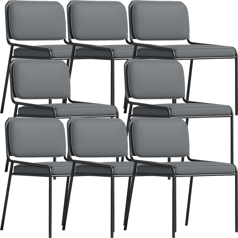 Modern Style Leather Open Back Upholstered Home Dining Side Chair Dark Gray 8 Piece Set Clearhalo 'Dining Chairs' 'Dining Tables & Seating' 'dining_chair' 'furn' 'furn_dining_chair' 'Furniture' 'Kitchen & Dining Furniture' 7718002