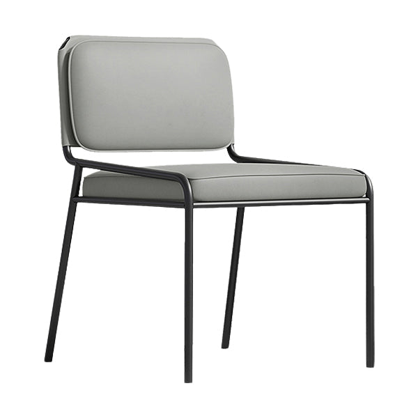 Modern Style Leather Open Back Upholstered Home Dining Side Chair Light Gray 1 Piece Clearhalo 'Dining Chairs' 'Dining Tables & Seating' 'dining_chair' 'furn' 'furn_dining_chair' 'Furniture' 'Kitchen & Dining Furniture' 7718004
