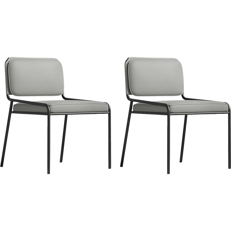 Modern Style Leather Open Back Upholstered Home Dining Side Chair Light Gray 2 Piece Set Clearhalo 'Dining Chairs' 'Dining Tables & Seating' 'dining_chair' 'furn' 'furn_dining_chair' 'Furniture' 'Kitchen & Dining Furniture' 7718005