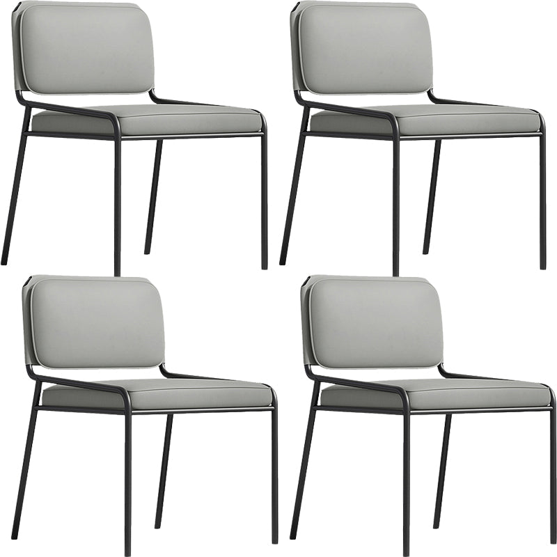 Modern Style Leather Open Back Upholstered Home Dining Side Chair Light Gray 4 Piece Set Clearhalo 'Dining Chairs' 'Dining Tables & Seating' 'dining_chair' 'furn' 'furn_dining_chair' 'Furniture' 'Kitchen & Dining Furniture' 7718006