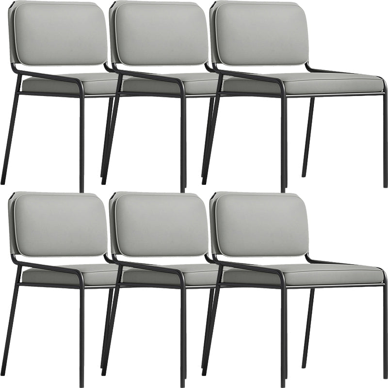 Modern Style Leather Open Back Upholstered Home Dining Side Chair Light Gray 6 Piece Set Clearhalo 'Dining Chairs' 'Dining Tables & Seating' 'dining_chair' 'furn' 'furn_dining_chair' 'Furniture' 'Kitchen & Dining Furniture' 7718007