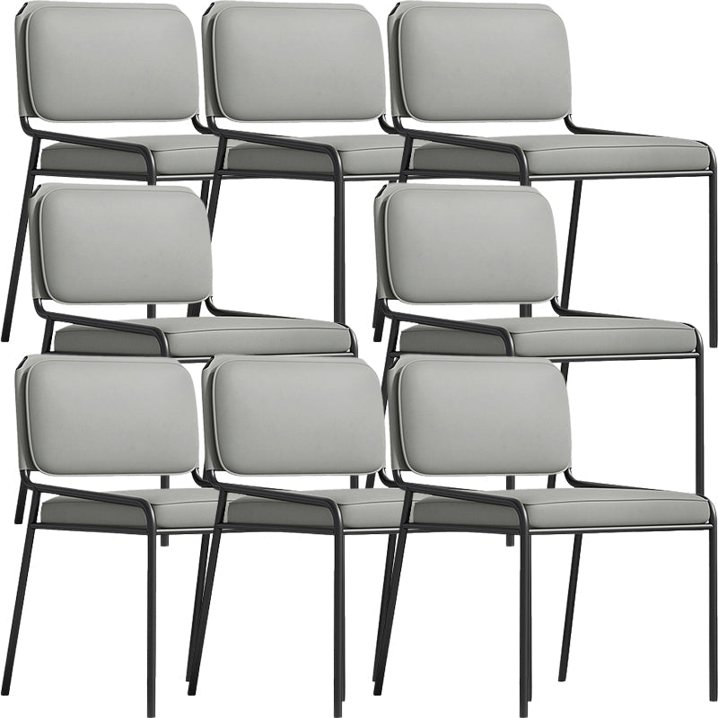 Modern Style Leather Open Back Upholstered Home Dining Side Chair Light Gray 8 Piece Set Clearhalo 'Dining Chairs' 'Dining Tables & Seating' 'dining_chair' 'furn' 'furn_dining_chair' 'Furniture' 'Kitchen & Dining Furniture' 7718008