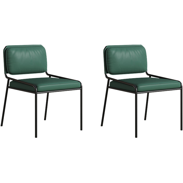 Modern Style Leather Open Back Upholstered Home Dining Side Chair Green 2 Piece Set Clearhalo 'Dining Chairs' 'Dining Tables & Seating' 'dining_chair' 'furn' 'furn_dining_chair' 'Furniture' 'Kitchen & Dining Furniture' 7718010