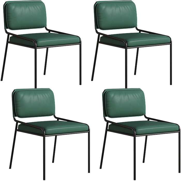 Modern Style Leather Open Back Upholstered Home Dining Side Chair Green 4 Piece Set Clearhalo 'Dining Chairs' 'Dining Tables & Seating' 'dining_chair' 'furn' 'furn_dining_chair' 'Furniture' 'Kitchen & Dining Furniture' 7718011