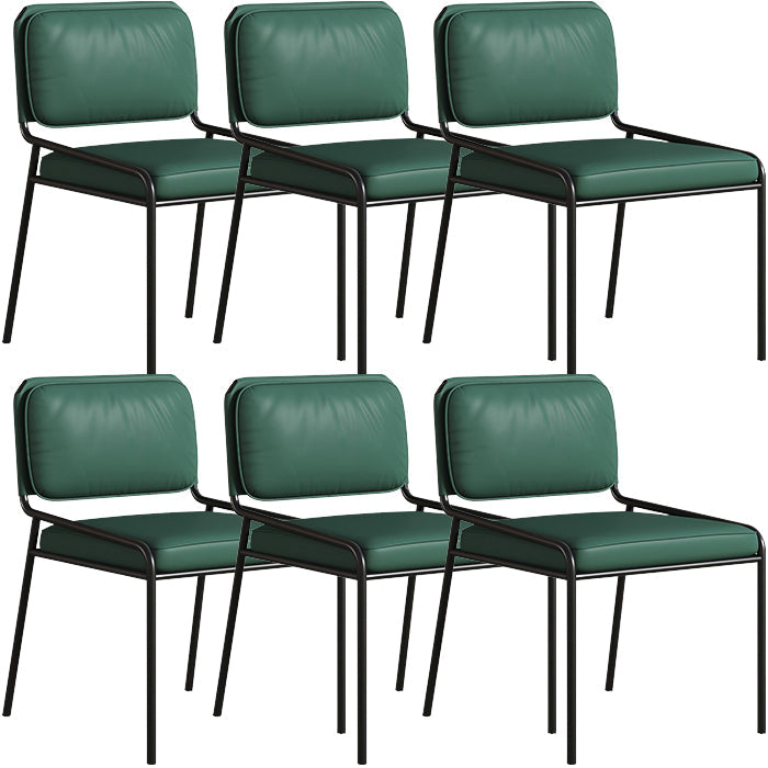 Modern Style Leather Open Back Upholstered Home Dining Side Chair Green 6 Piece Set Clearhalo 'Dining Chairs' 'Dining Tables & Seating' 'dining_chair' 'furn' 'furn_dining_chair' 'Furniture' 'Kitchen & Dining Furniture' 7718012