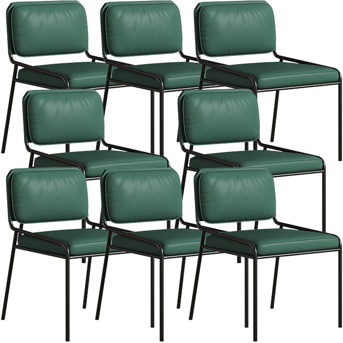 Modern Style Leather Open Back Upholstered Home Dining Side Chair Green 8 Piece Set Clearhalo 'Dining Chairs' 'Dining Tables & Seating' 'dining_chair' 'furn' 'furn_dining_chair' 'Furniture' 'Kitchen & Dining Furniture' 7718013