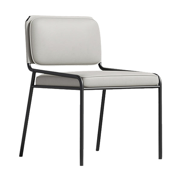 Modern Style Leather Open Back Upholstered Home Dining Side Chair Gray-White 1 Piece Clearhalo 'Dining Chairs' 'Dining Tables & Seating' 'dining_chair' 'furn' 'furn_dining_chair' 'Furniture' 'Kitchen & Dining Furniture' 7718014