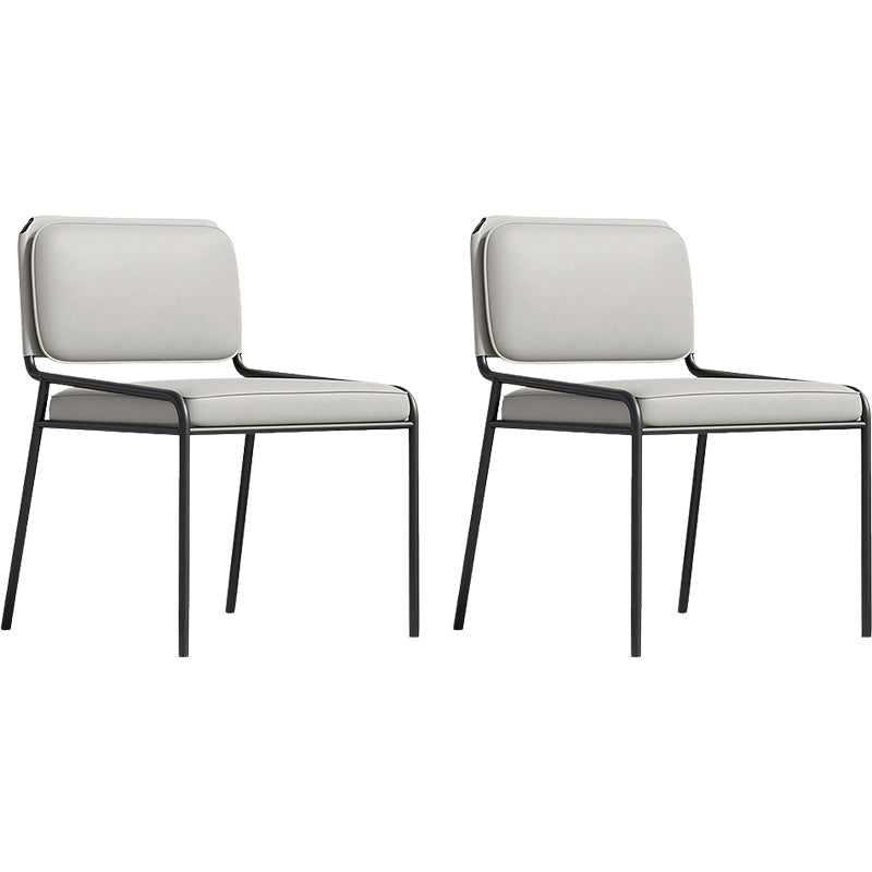 Modern Style Leather Open Back Upholstered Home Dining Side Chair Gray-White 2 Piece Set Clearhalo 'Dining Chairs' 'Dining Tables & Seating' 'dining_chair' 'furn' 'furn_dining_chair' 'Furniture' 'Kitchen & Dining Furniture' 7718015