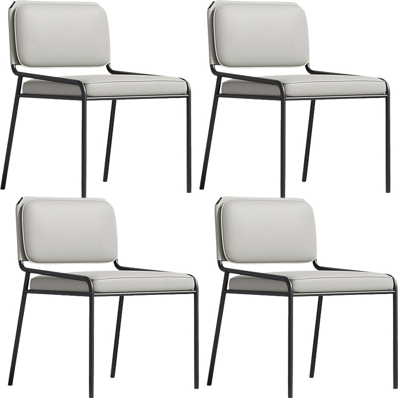 Modern Style Leather Open Back Upholstered Home Dining Side Chair Gray-White 4 Piece Set Clearhalo 'Dining Chairs' 'Dining Tables & Seating' 'dining_chair' 'furn' 'furn_dining_chair' 'Furniture' 'Kitchen & Dining Furniture' 7718016