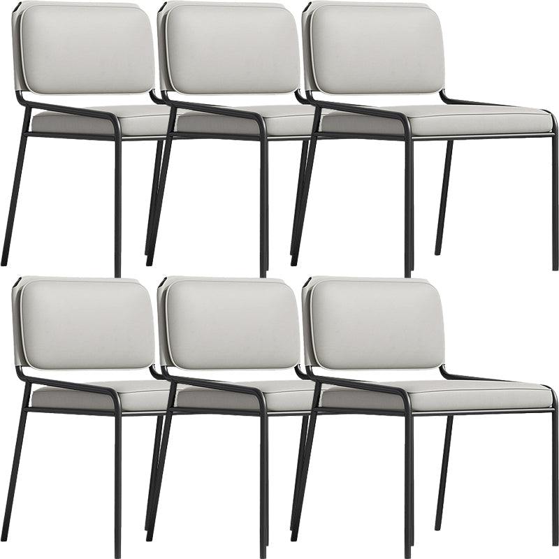 Modern Style Leather Open Back Upholstered Home Dining Side Chair Gray-White 6 Piece Set Clearhalo 'Dining Chairs' 'Dining Tables & Seating' 'dining_chair' 'furn' 'furn_dining_chair' 'Furniture' 'Kitchen & Dining Furniture' 7718017
