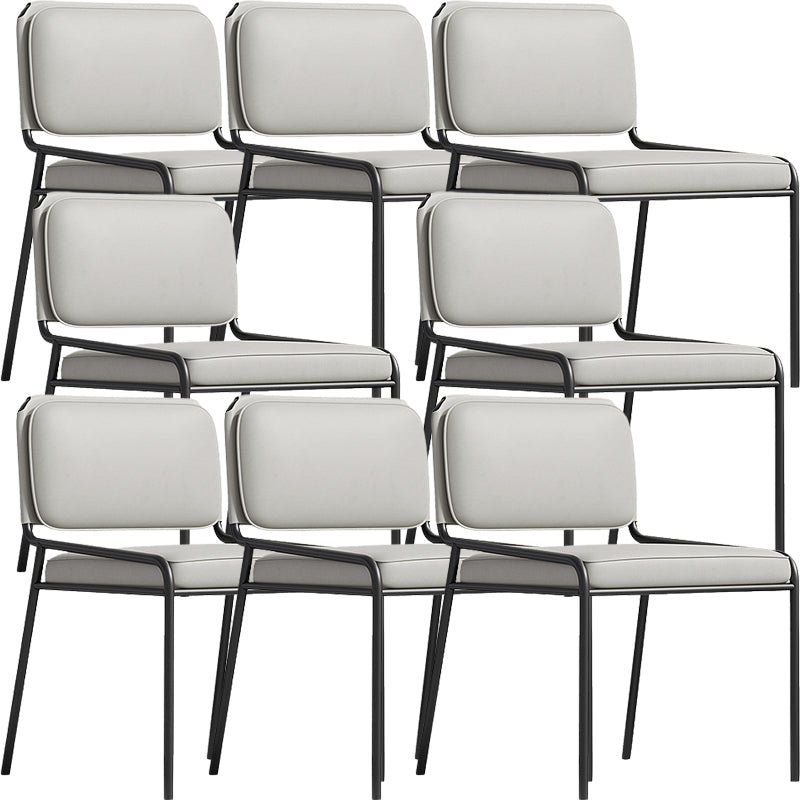 Modern Style Leather Open Back Upholstered Home Dining Side Chair Gray-White 8 Piece Set Clearhalo 'Dining Chairs' 'Dining Tables & Seating' 'dining_chair' 'furn' 'furn_dining_chair' 'Furniture' 'Kitchen & Dining Furniture' 7718018