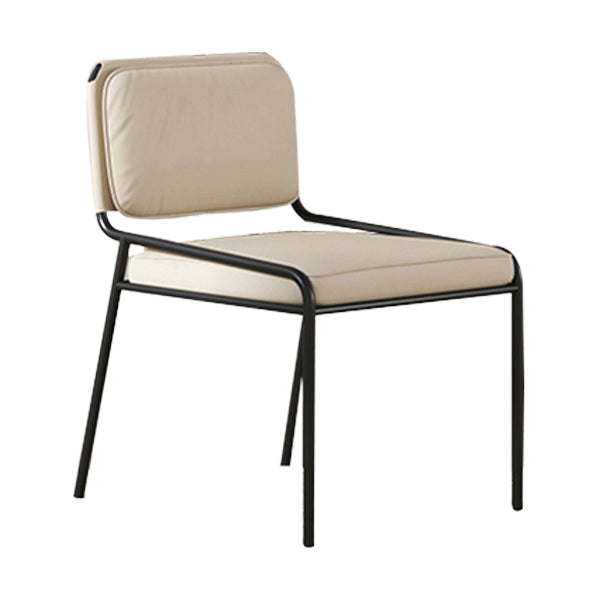 Modern Style Leather Open Back Upholstered Home Dining Side Chair Off-White 1 Piece Clearhalo 'Dining Chairs' 'Dining Tables & Seating' 'dining_chair' 'furn' 'furn_dining_chair' 'Furniture' 'Kitchen & Dining Furniture' 7718024