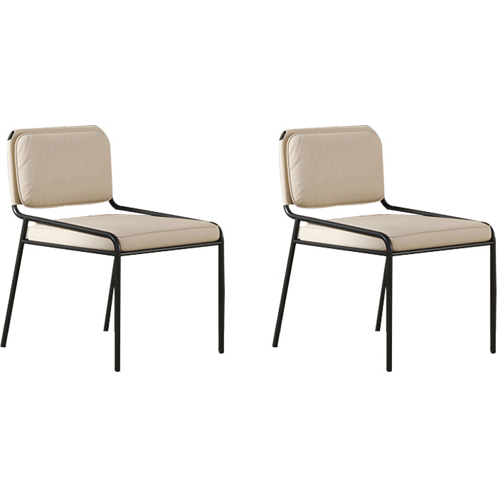 Modern Style Leather Open Back Upholstered Home Dining Side Chair Off-White 2 Piece Set Clearhalo 'Dining Chairs' 'Dining Tables & Seating' 'dining_chair' 'furn' 'furn_dining_chair' 'Furniture' 'Kitchen & Dining Furniture' 7718025