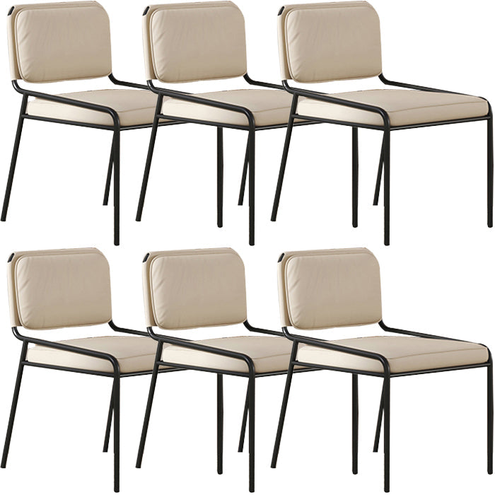 Modern Style Leather Open Back Upholstered Home Dining Side Chair Off-White 6 Piece Set Clearhalo 'Dining Chairs' 'Dining Tables & Seating' 'dining_chair' 'furn' 'furn_dining_chair' 'Furniture' 'Kitchen & Dining Furniture' 7718027