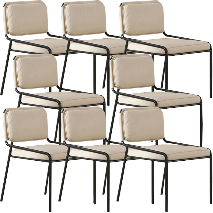 Modern Style Leather Open Back Upholstered Home Dining Side Chair Off-White 8 Piece Set Clearhalo 'Dining Chairs' 'Dining Tables & Seating' 'dining_chair' 'furn' 'furn_dining_chair' 'Furniture' 'Kitchen & Dining Furniture' 7718028