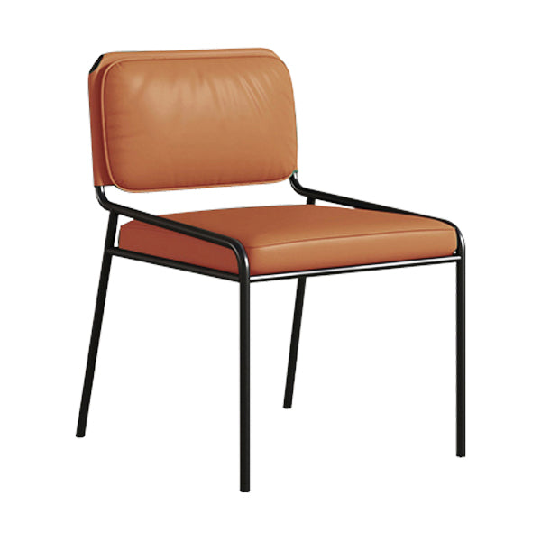 Modern Style Leather Open Back Upholstered Home Dining Side Chair Orange 1 Piece Clearhalo 'Dining Chairs' 'Dining Tables & Seating' 'dining_chair' 'furn' 'furn_dining_chair' 'Furniture' 'Kitchen & Dining Furniture' 7718029