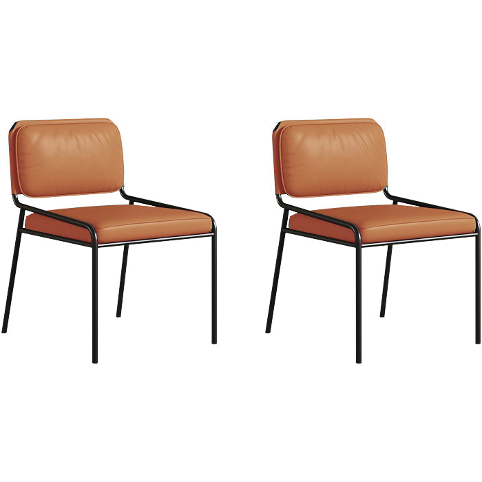 Modern Style Leather Open Back Upholstered Home Dining Side Chair Orange 2 Piece Set Clearhalo 'Dining Chairs' 'Dining Tables & Seating' 'dining_chair' 'furn' 'furn_dining_chair' 'Furniture' 'Kitchen & Dining Furniture' 7718030
