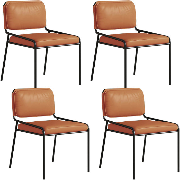 Modern Style Leather Open Back Upholstered Home Dining Side Chair Orange 4 Piece Set Clearhalo 'Dining Chairs' 'Dining Tables & Seating' 'dining_chair' 'furn' 'furn_dining_chair' 'Furniture' 'Kitchen & Dining Furniture' 7718031